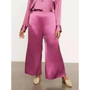 Vince Satin Wide Flare Pant Plus Size 20 NWT Purple $345